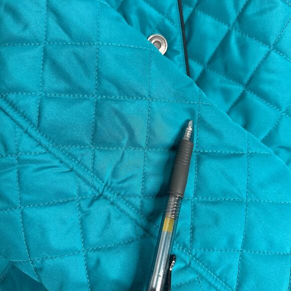 Studio Works Teal Diamond Quilted Field Jacket Coat Womens Petite Size Medium PM - Picture 9 of 12